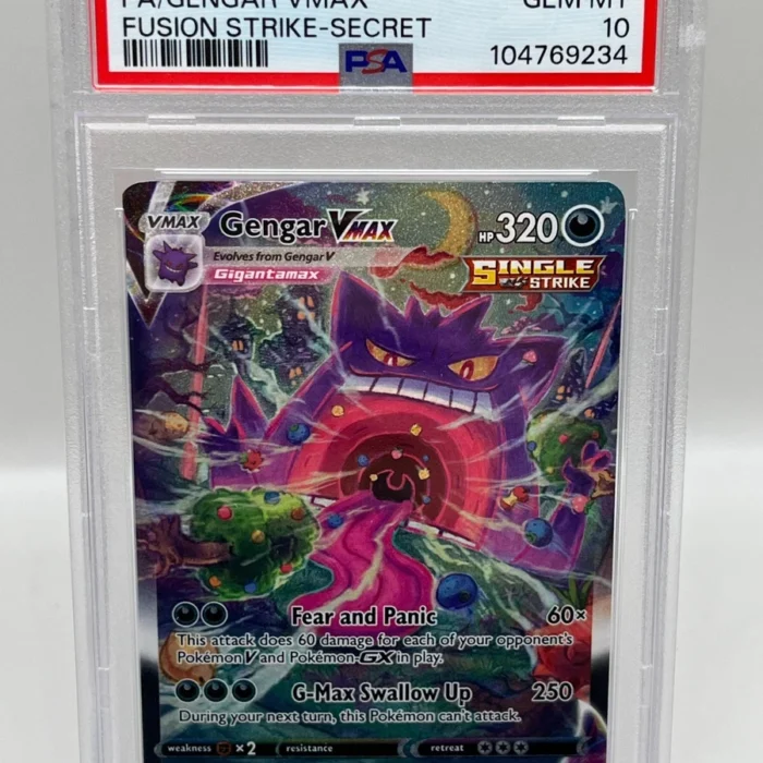 Gengar VMAX 271/264 Fusion Strike Alt Art Secret Rare 2021 Pokémon Card PSA 10