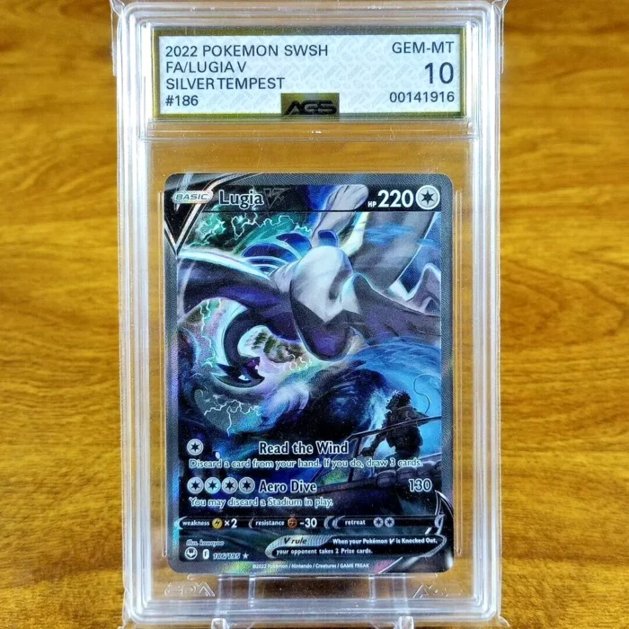 Pokemon Silver Tempest Lugia V 186/195 AGS Gem-MT 10 Full Art Holo Rare 2022